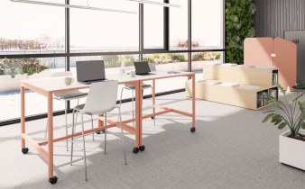 Ensemble de 2 Tables Hautes NUANZA L 140 sur Roulettes