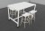Ensemble 1 Table Haute NUANZA L 140 sur Roulettes et 4 Tabourets Hauts Pieds Bois