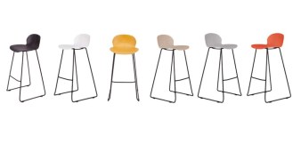 Lot de 6 Tabourets Hauts LOOP Bas Dossier Piètement Traineau
